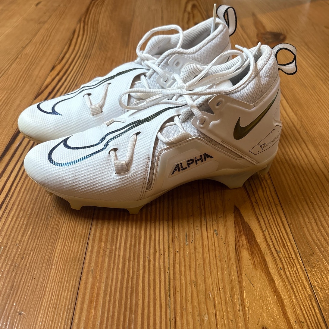 Nike Alpha Menace Pro 3 White Black Accent Football Cleats Sneakers Size 10.5